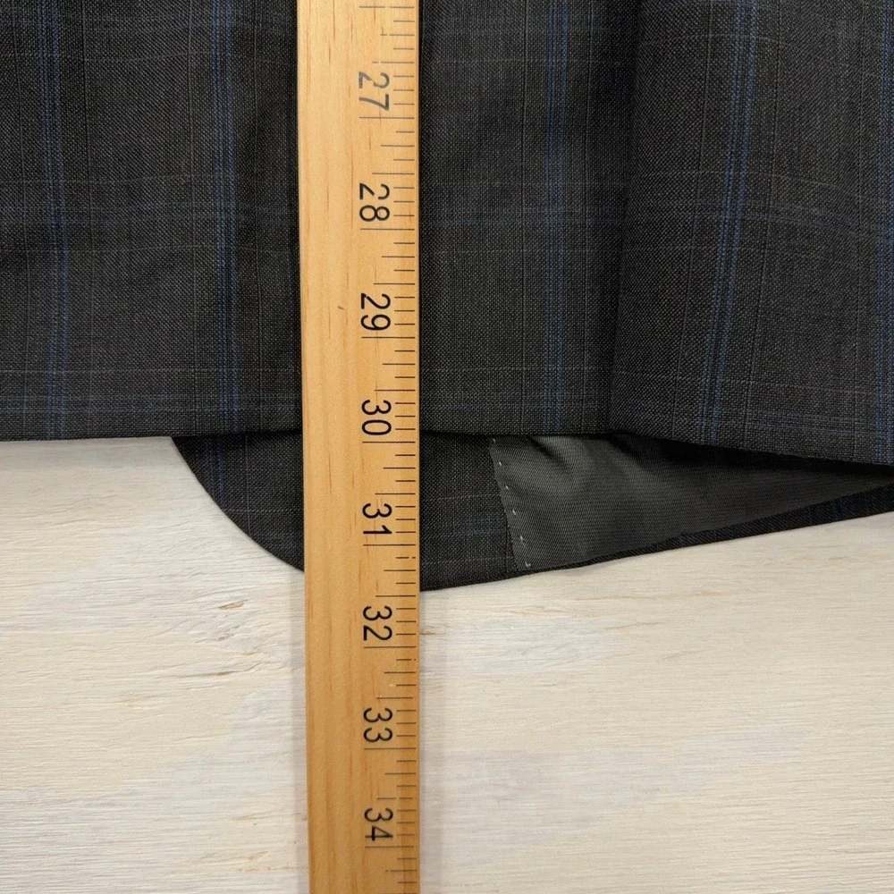 Hart Schaffner Marx Suit Jacket Plaid 2-Button Sport Coat Charcoal Blue Mens 42R